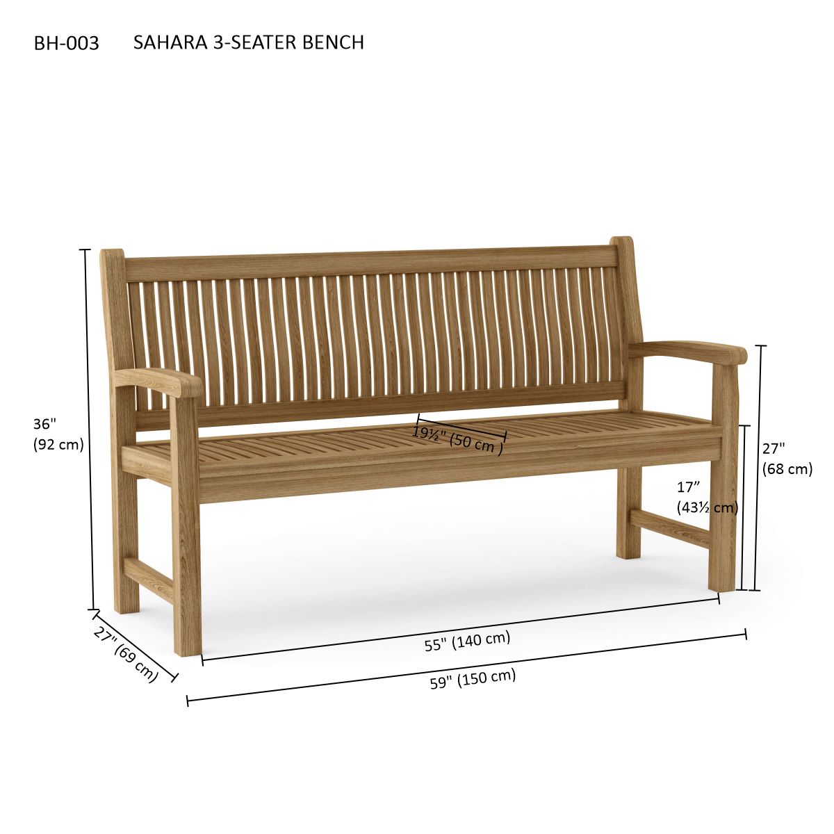 Anderson Teak Sahara 3-Seater Bench — product image 4 of 4