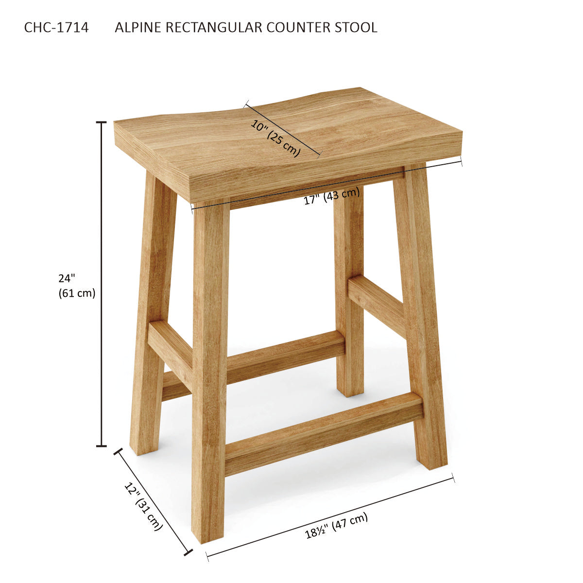 Anderson Teak Alpine Rectangular Counter Stool — product image 4 of 4