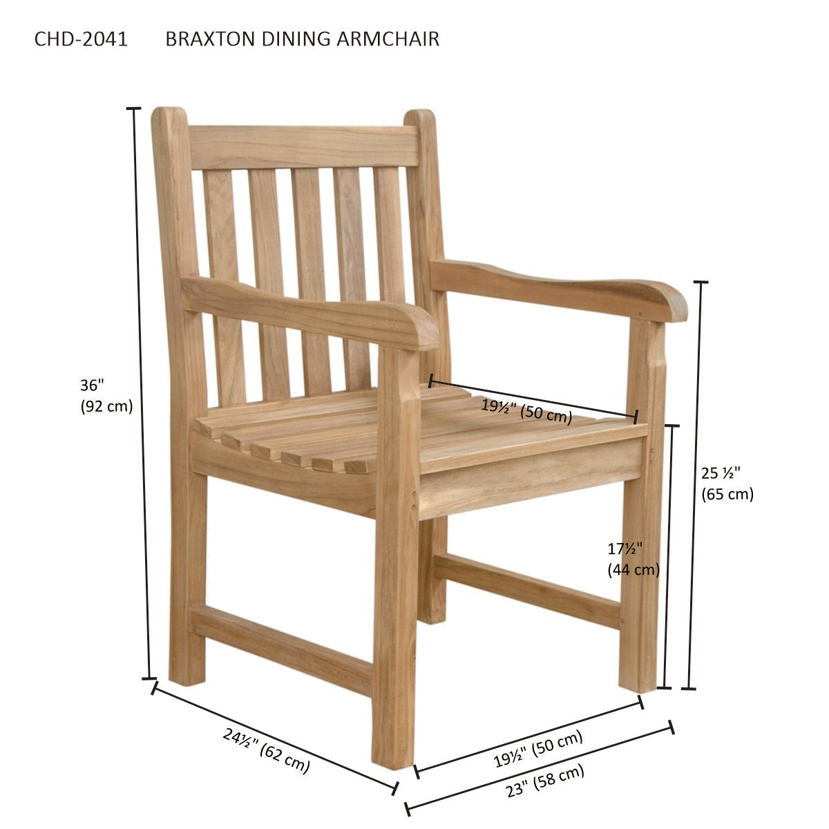 Anderson Teak Braxton Dining Armchair — product image 5 of 5