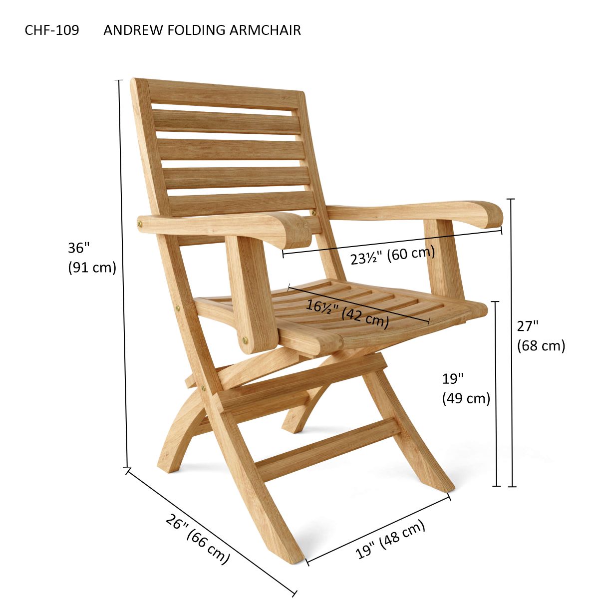 Anderson Teak Andrew Folding Armchairs Set of 2 — product image 3 of 3