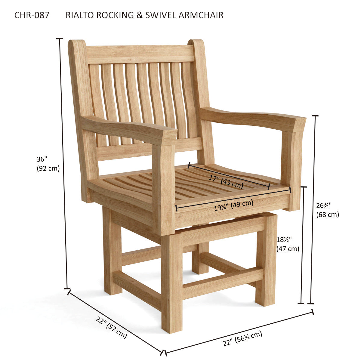 Anderson Teak Rialto Rocker Dining Armchair — product image 3 of 3