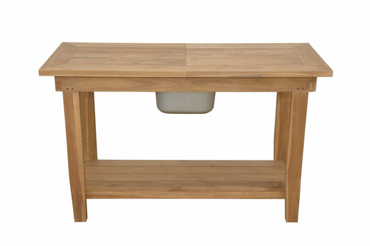 Anderson Teak Nautilus Console Table with Stainless Steel Container — product image 2 of 4