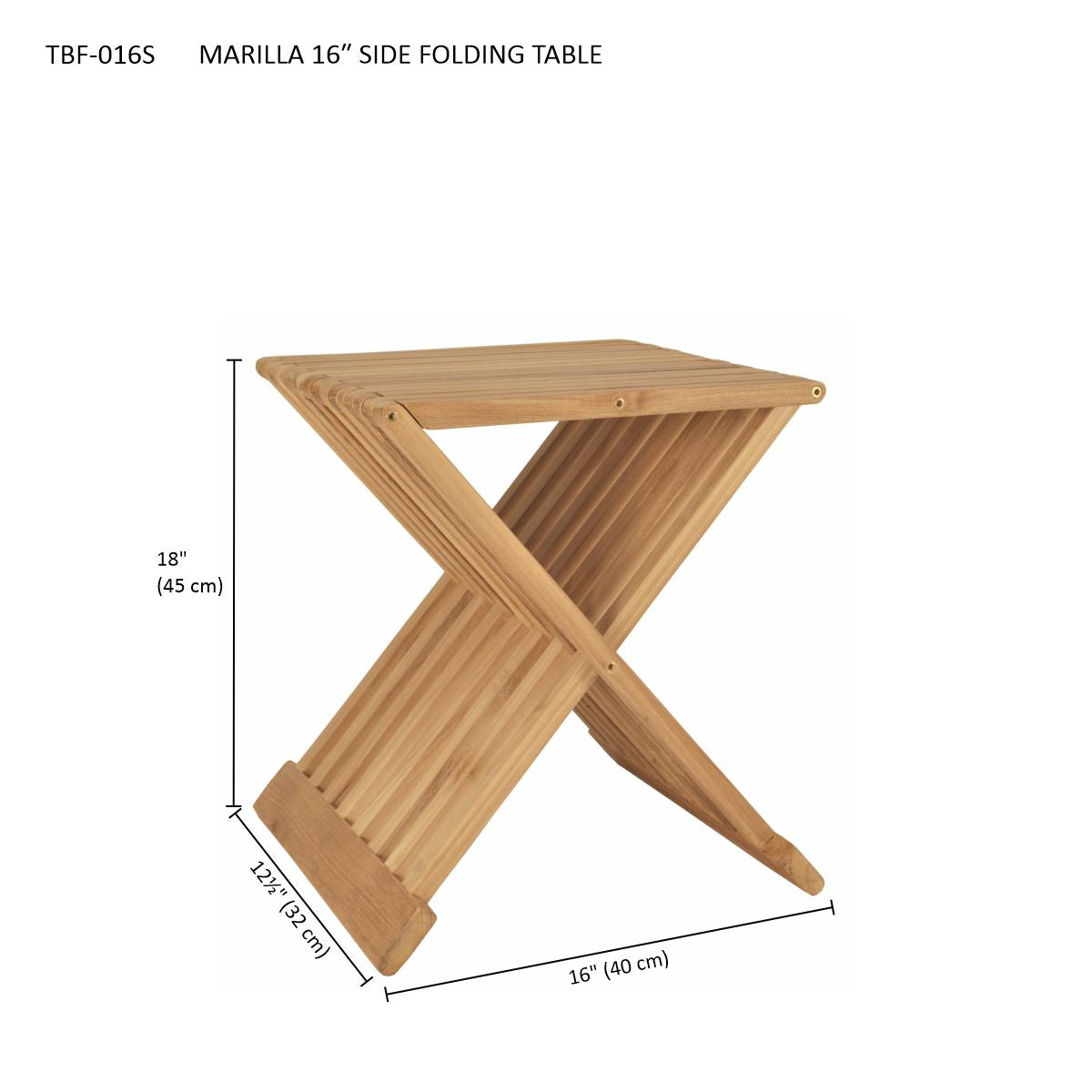 Anderson Teak Marilla 16 in Side Folding Table — product image 6 of 6