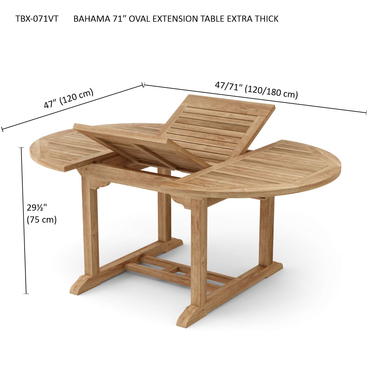 Anderson Teak Bahama 71 in Oval Extension Table Extra Thick Wood — product image 5 of 5