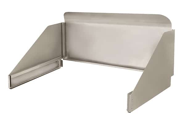 Artisan stainless steel grill wind guard, three-sided shield