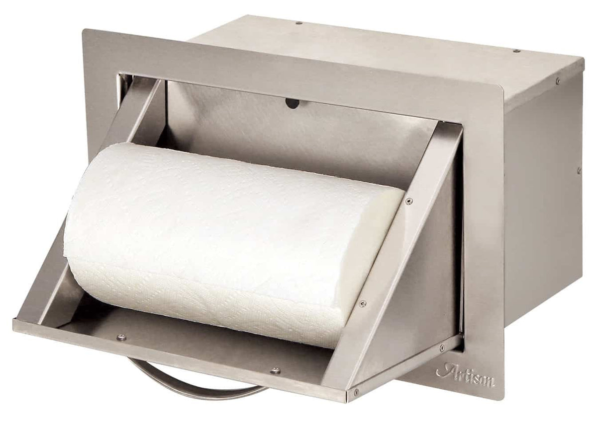 Artisan Professional 17" paper towel holder ARTP-TH-17 with door open, roll not included