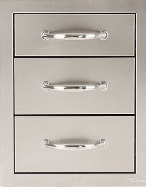 Artisan Professional stainless steel three-drawer unit with curved handles