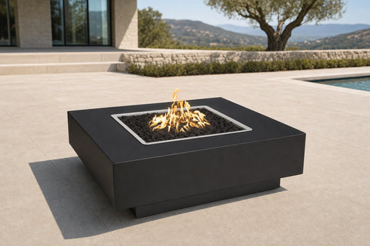 Cabo Square Fire Pit - Powder Coat - 48" - Gloss Black Lifestyle