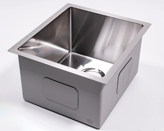 Cameo Diamond CDS-S16 16" single bowl undermount stainless steel sink, angled view