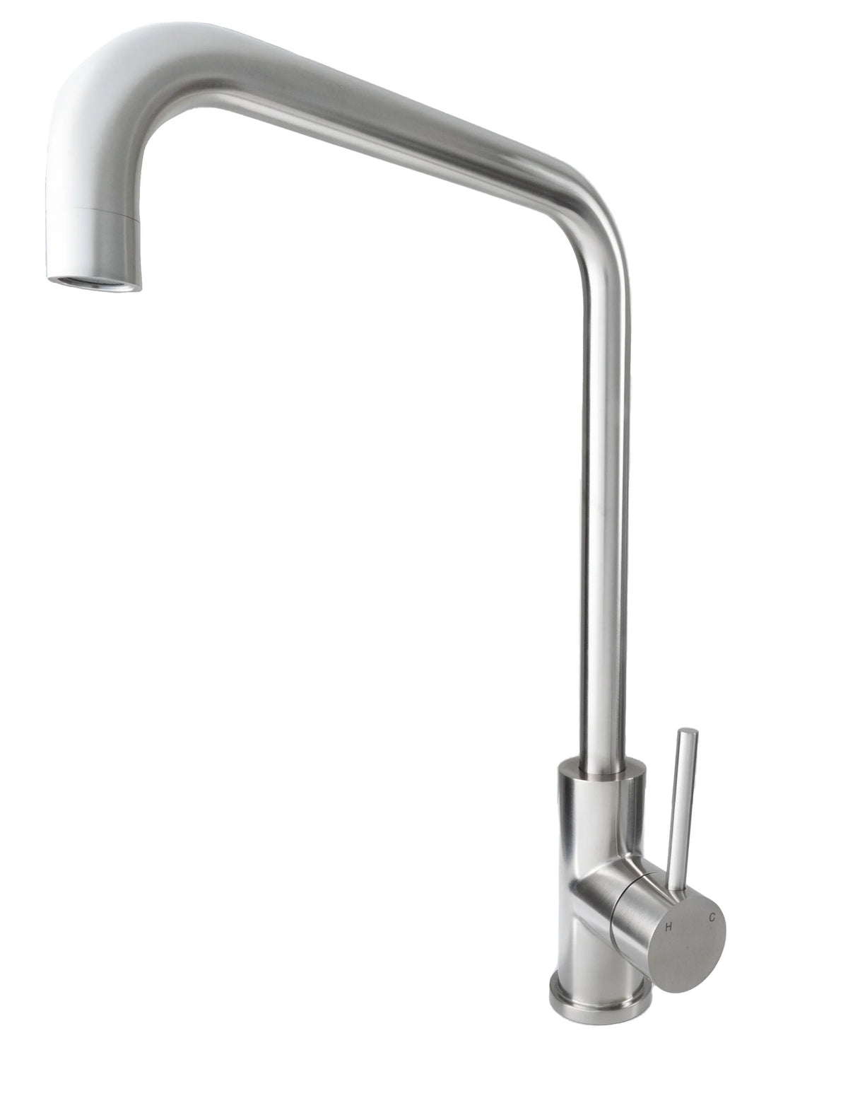 Cameo CKF-100SS square spout faucet in brushed stainless steel, rear angle