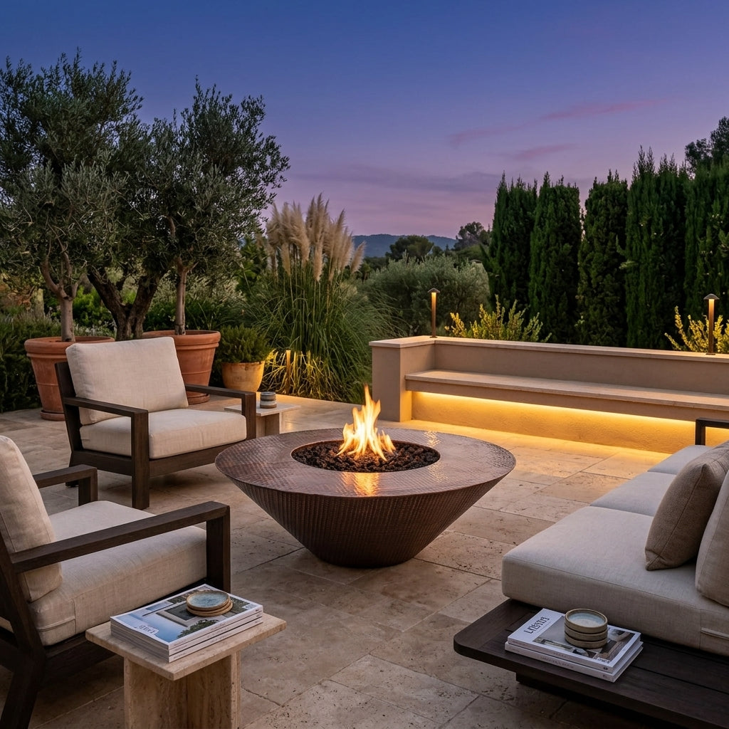 Cazo Fire Pit Wide Ledge - Hammered Copper