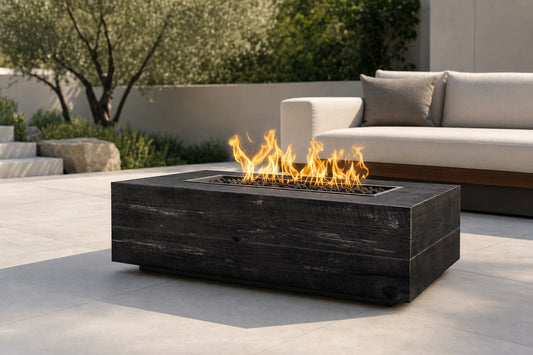 Coronado Fire Pit - GFRC Wood Grain - 84" - Ebony Lifestyle