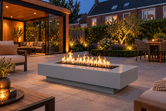 Coronado Fire Pit Powder Coat by The Outdoor Plus in a garden setting
