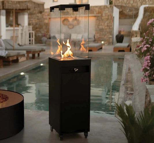 Outdoor Gas Fireplace – Modern Patio Heater | 360° Flame View - Faro