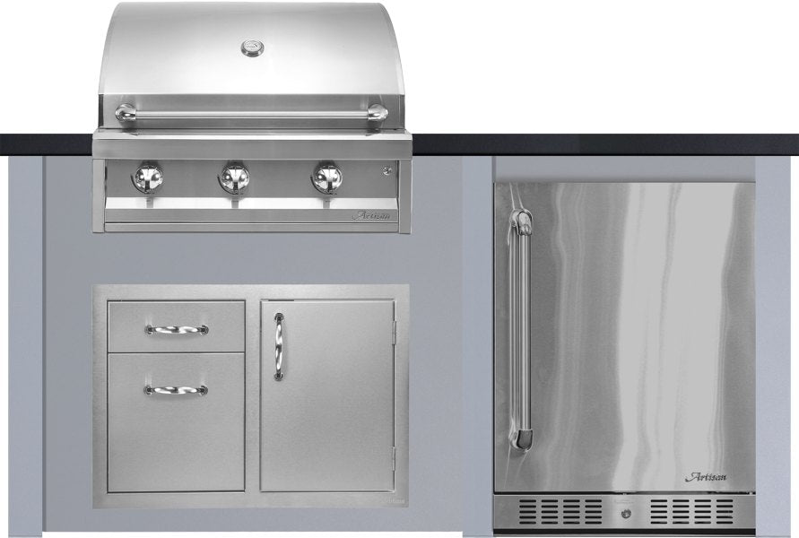 Haven 72" Pebble Gray base with Graphite Black top, Artisan grill and appliances sold separately