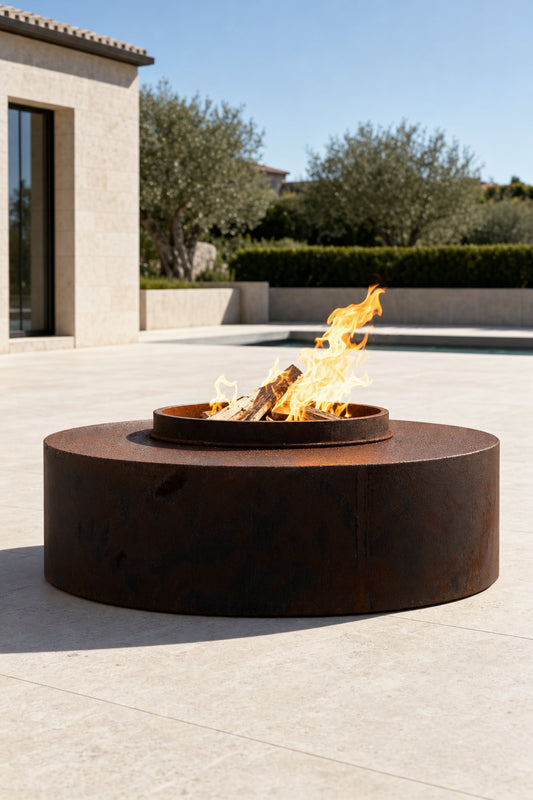 Orbit Smokeless Fire Pit - Corten Steel - 42" - Corten Steel Lifestyle