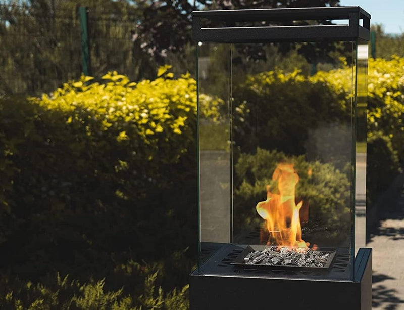 Freestanding Propane Outdoor Gas Fireplace – Flame Tower Column | Planika Lighthouse | 34,100 BTU – heater close | De...
