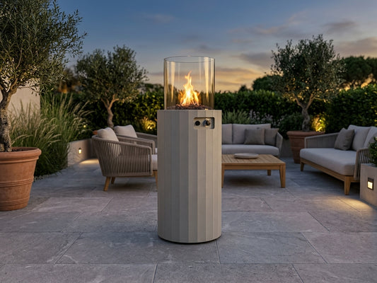 Freestanding Propane Outdoor Gas Fireplace – Compact 360° Fire Column | Planika Bino | 27,300 BTU