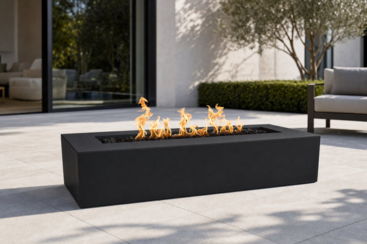 Regal Fire Pit - GFRC Concrete - 48" - Black Lifestyle