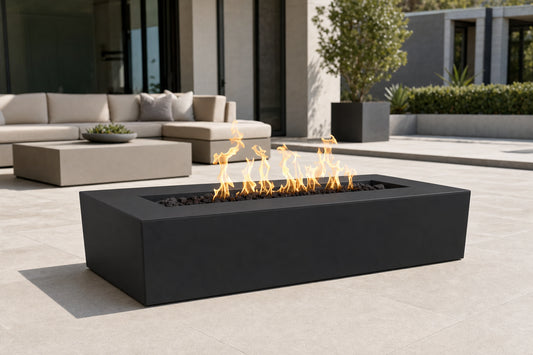 Regal Fire Pit - GFRC Concrete - 54" - Black Lifestyle