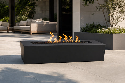 Regal Fire Pit - GFRC Concrete - 60" - Black Lifestyle