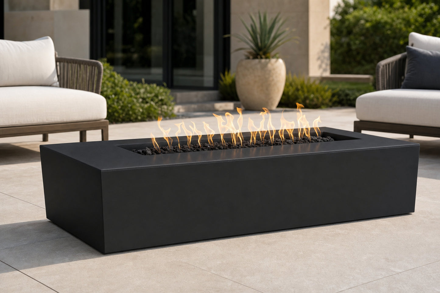 Regal Fire Pit - Powder Coat - 48" - Matte Black Lifestyle