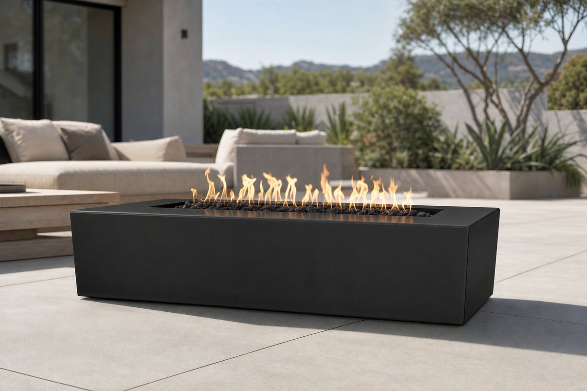 Regal Fire Pit - Powder Coat - 48" - Matte Black Lifestyle