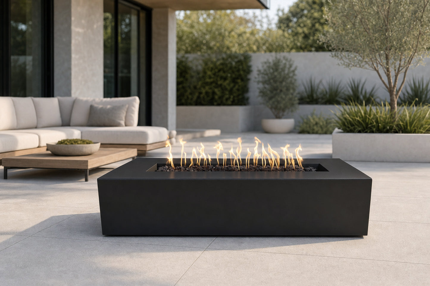 Regal Fire Pit - Powder Coat - 54" - Matte Black Lifestyle