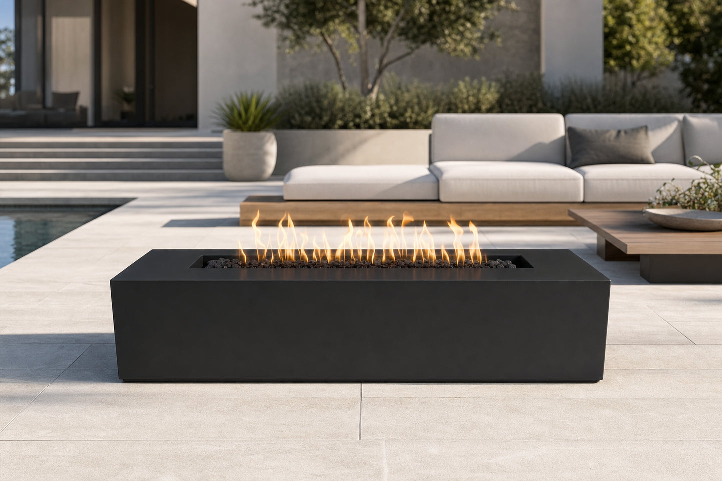 Regal Fire Pit - Powder Coat - 60" - Matte Black Lifestyle