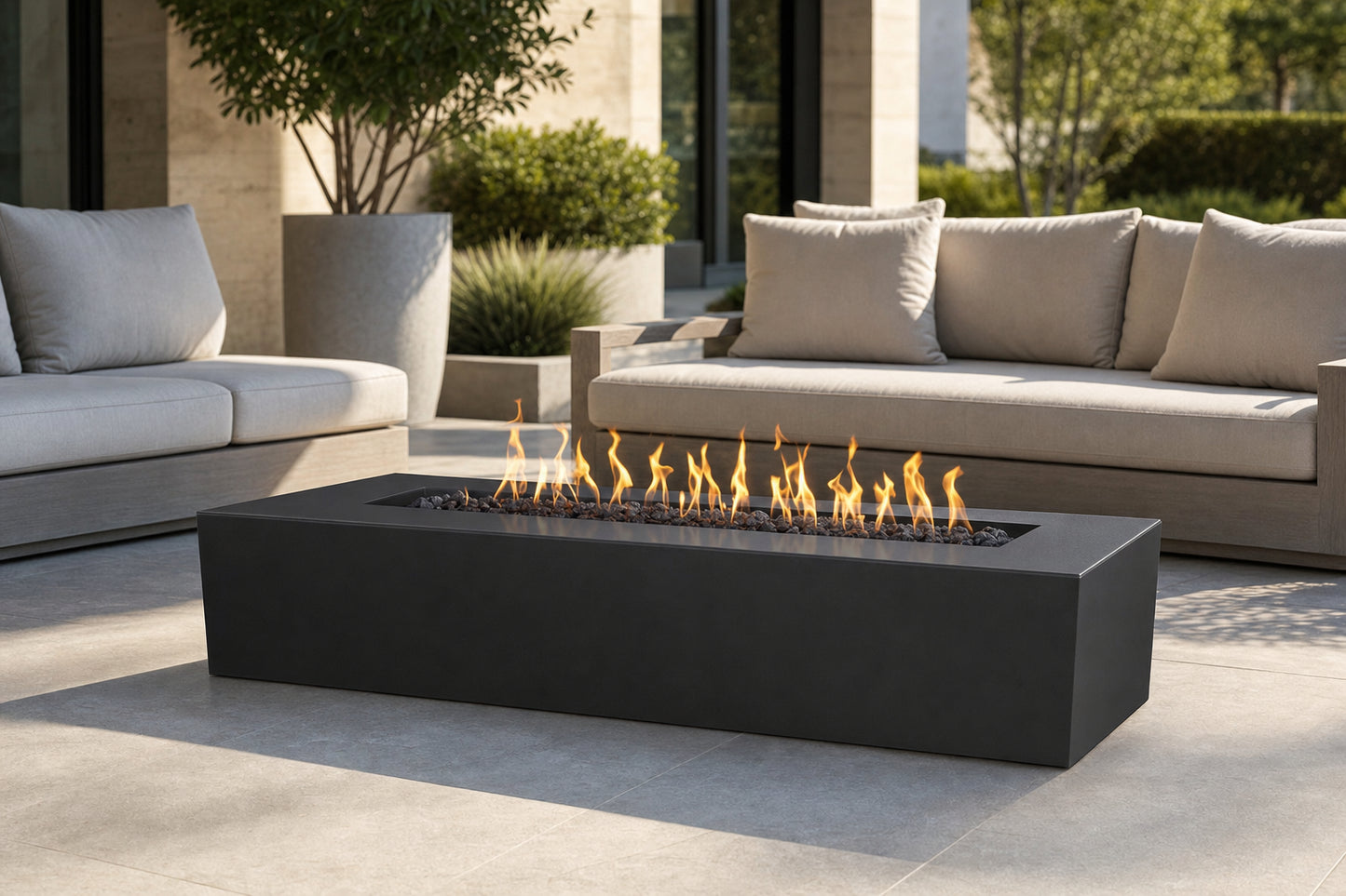 Regal Fire Pit - Powder Coat - 60" - Matte Black Lifestyle