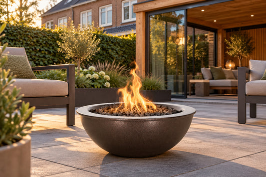 Sedona Fire Bowl Powder Coat by The Outdoor Plus in a garden setting