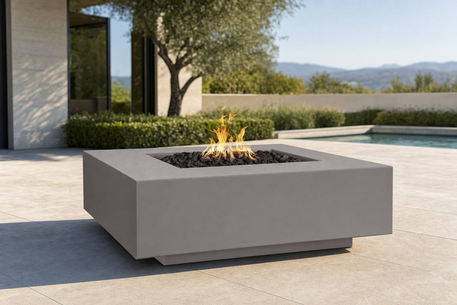 Cabo Square Fire Pit - GFRC Concrete - 36" - Chestnut Lifestyle