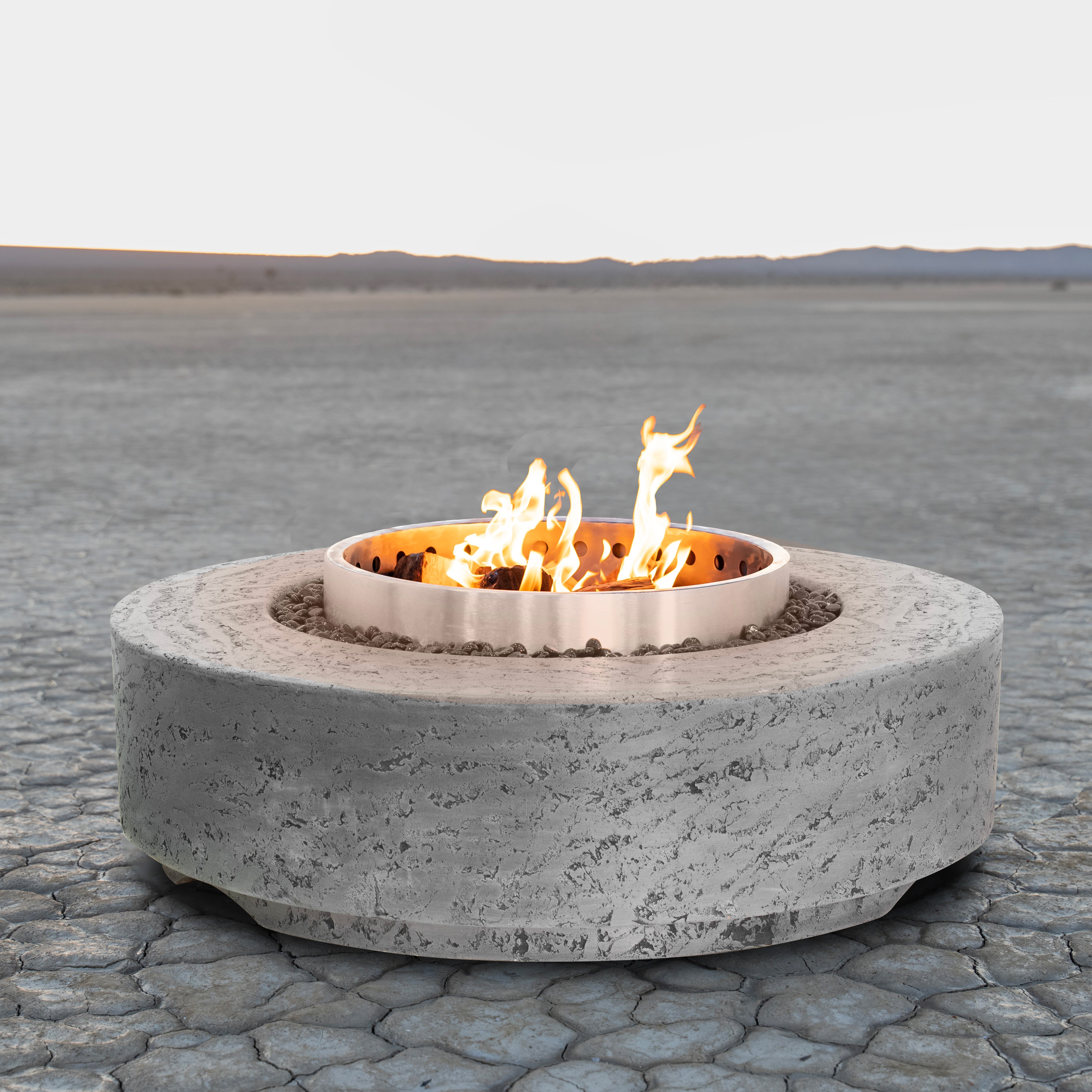 Artemis smokeless fire pit GFRC base corten steel insert 42 inch