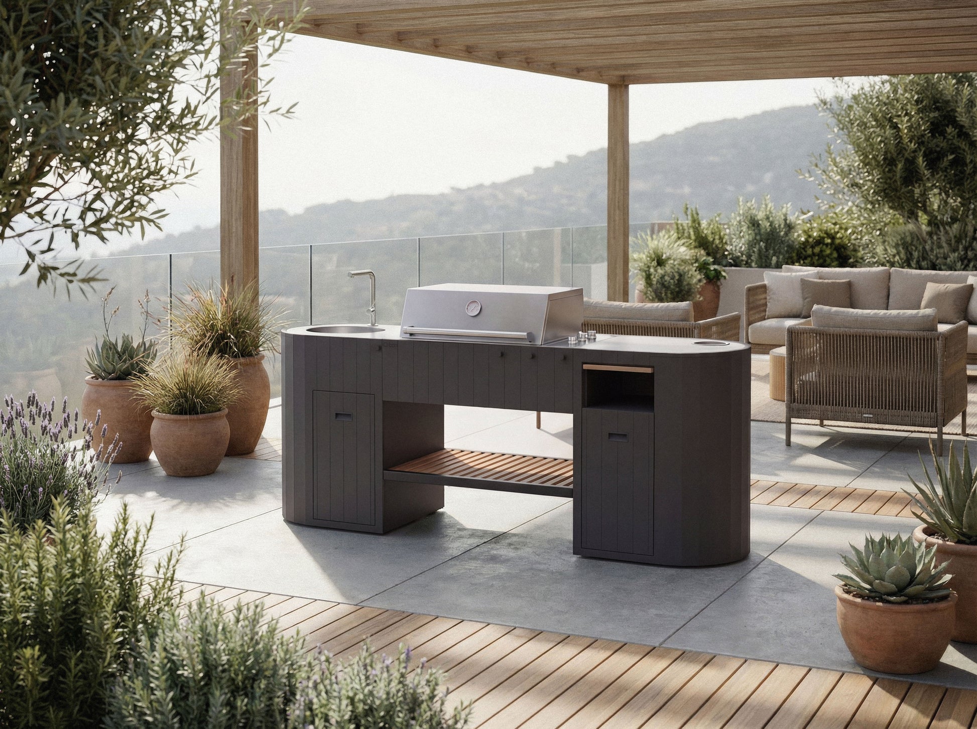 Q-boo OVO GL outdoor kitchen front view