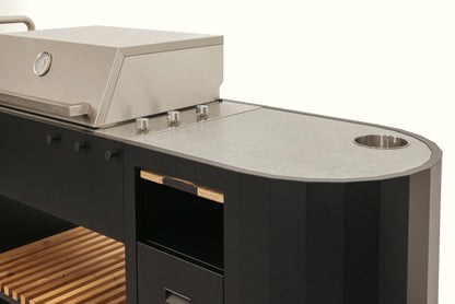 Q-boo OVO GL outdoor kitchen concealed propane tank compartment