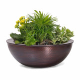 Sedona Planter Bowl – Hammered Patina Copper 27" Round Garden Planter