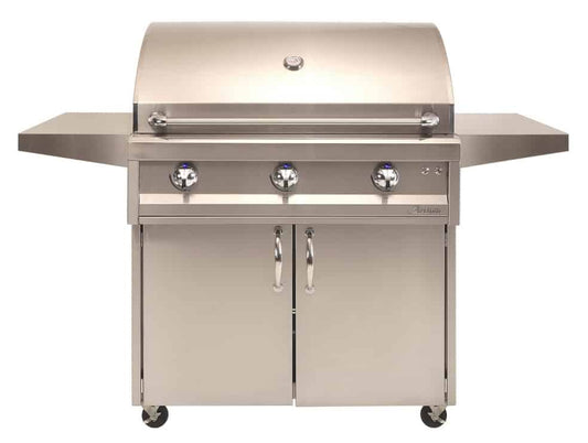 American Eagle 36" cart gas grill on stainless steel cart, product view