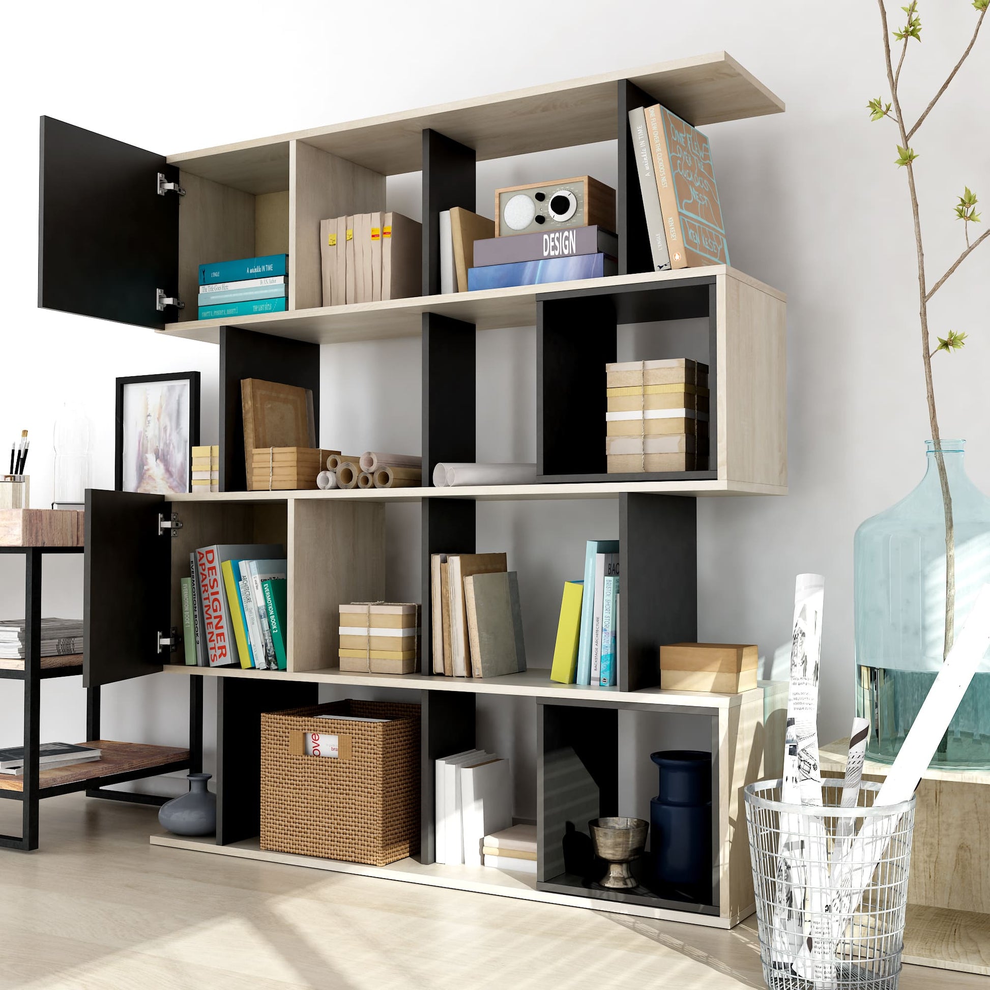 Anderson Teak Alliance Geometric Bookcase with 12 Storage Areas — product image 4 of 8