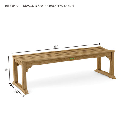 Anderson Teak Mason 3-Seater Backless Bench — product image 3 of 3