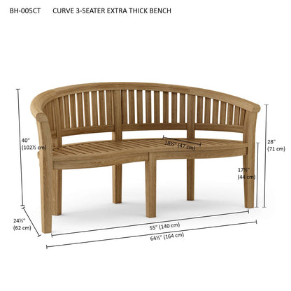 Anderson Teak Curve 3-Seater Bench Extra Thick Wood — product image 8 of 8