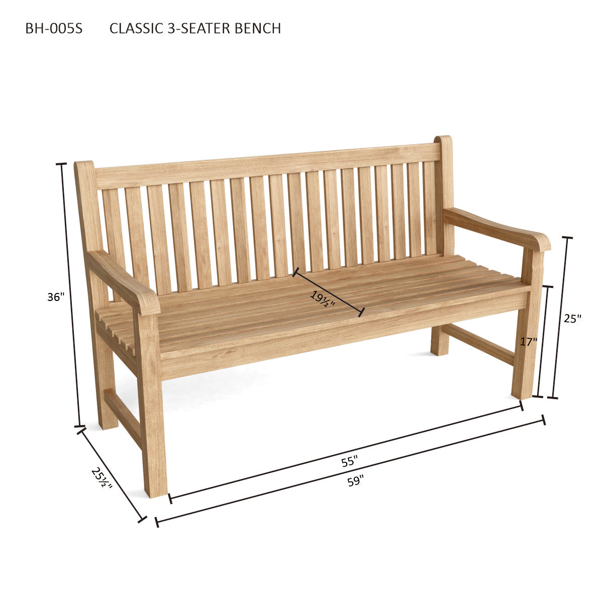 Anderson Teak Classic Bench 3 Seater — product image 3 of 3