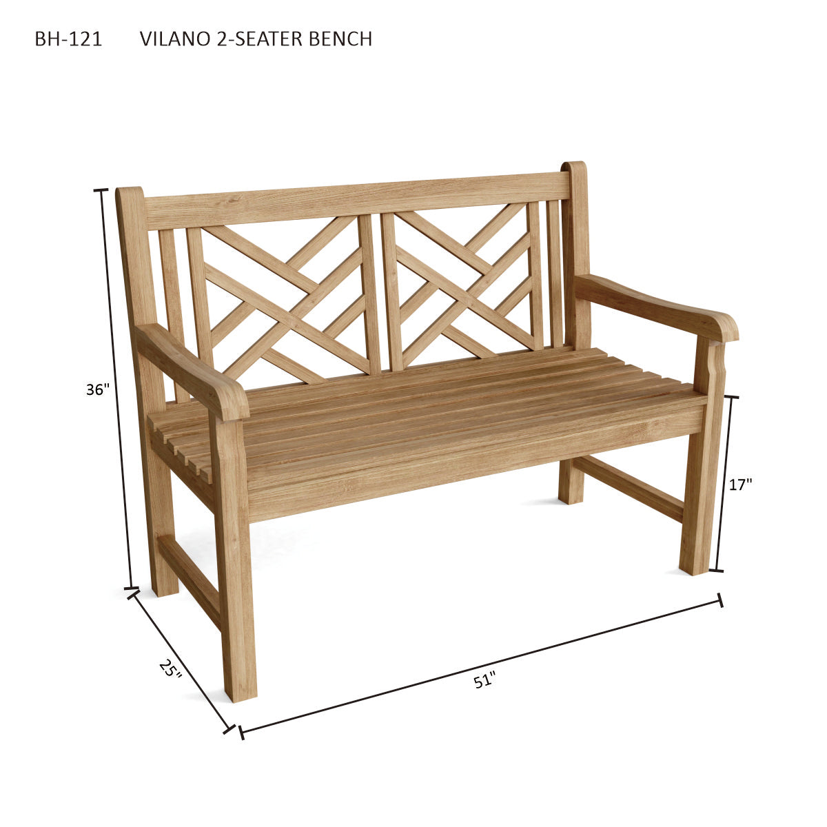 Anderson Teak Vilano 2-Seater Bench — product image 3 of 3
