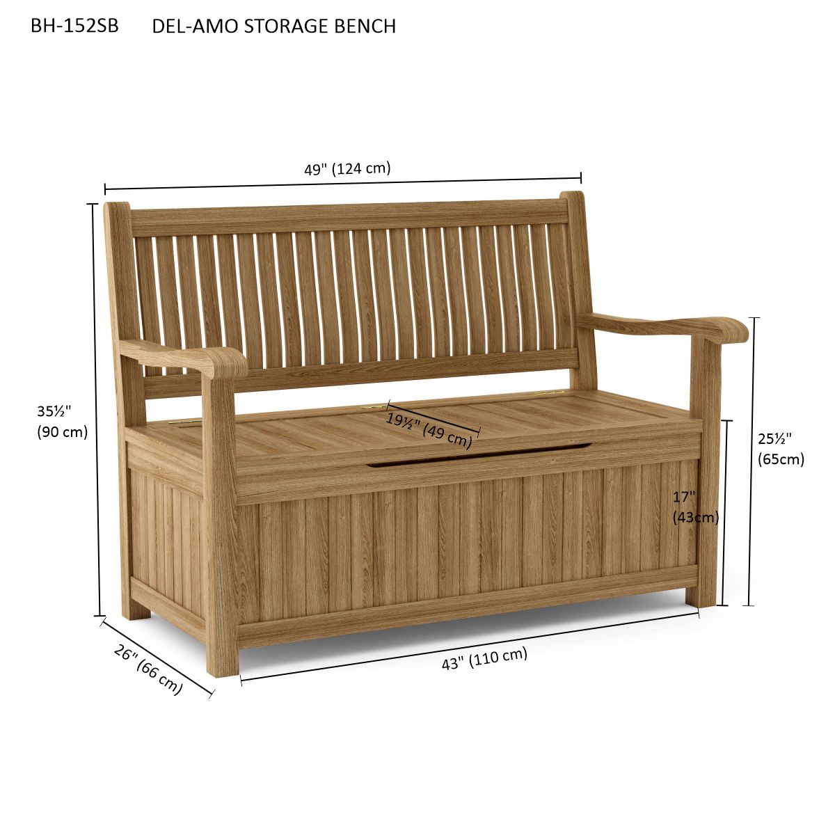 Anderson Teak Del-Amo Storage Bench — product image 6 of 6