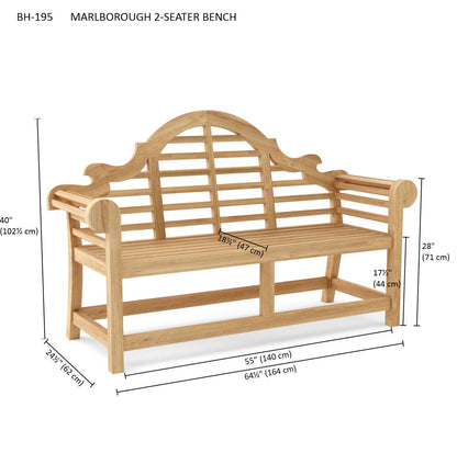 Anderson Teak Marlborough 2-Seater Bench BH-195 — product image 6 of 6