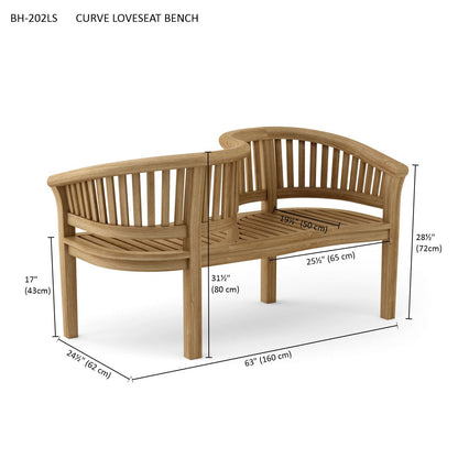 Anderson Teak Curve Love Seat Bench 64 W x 26 D x 32 H — product image 5 of 5