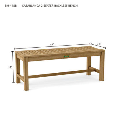 Anderson Teak Casablanca 2-Seater Backless Bench — product image 3 of 3