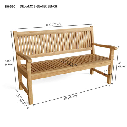 Anderson Teak Del-Amo 3-Seater Bench — product image 3 of 3