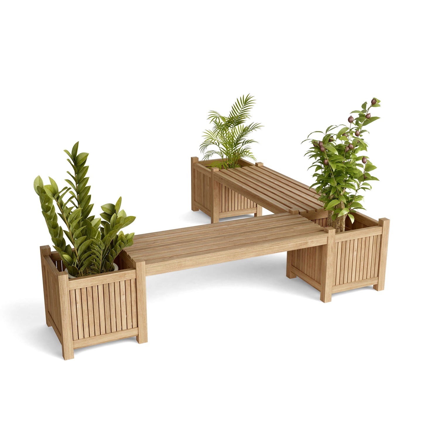 Anderson Teak Planter Bench with Two Benches and Three Planter Boxes — product image 1 of 4