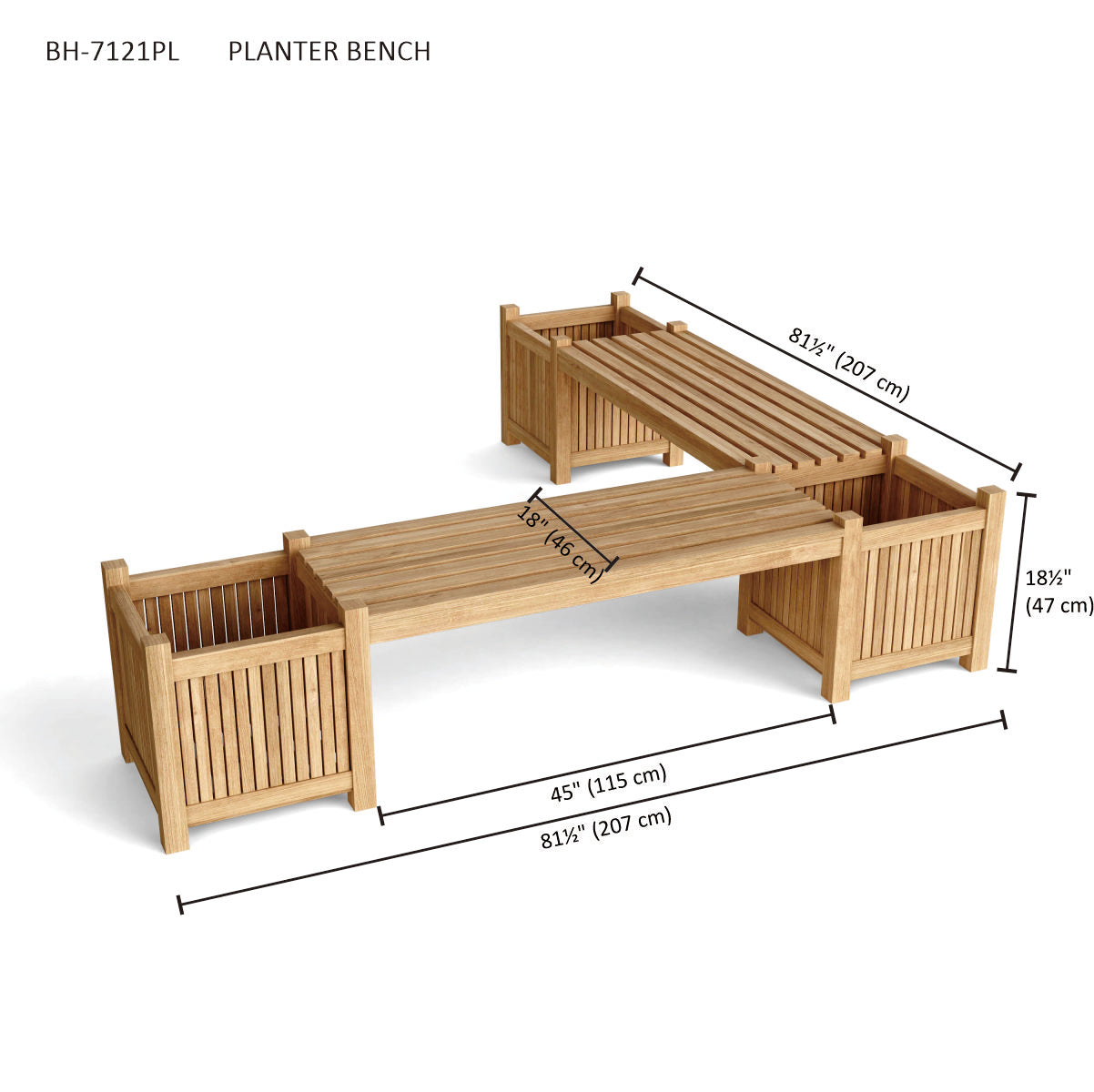 Anderson Teak Planter Bench with Two Benches and Three Planter Boxes — product image 4 of 4