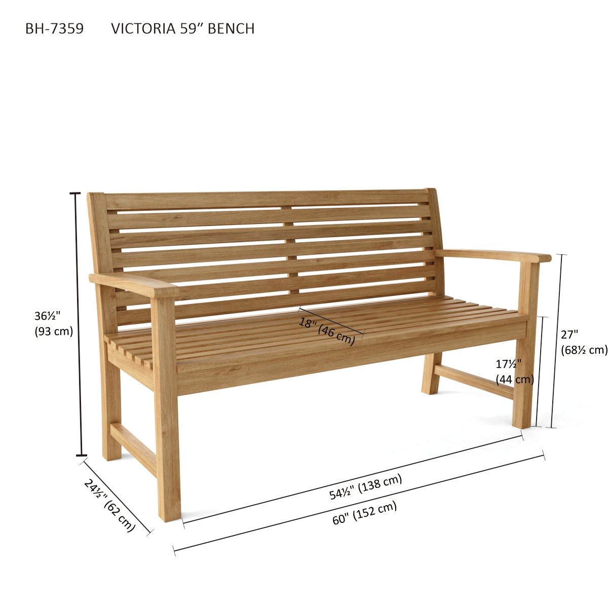 Anderson Teak Victoria 3-Seater Bench — product image 4 of 4